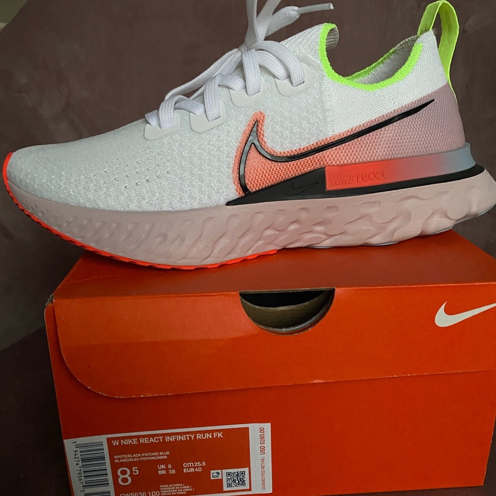 Nike react infinity run Flyknit (White laser crimson) W.